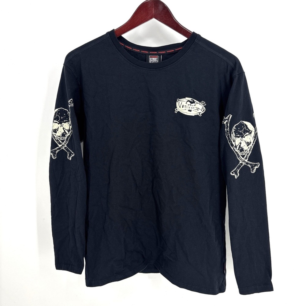 Vision Street Wear Long Sleeve Graphic Tee S Black Skate Streetwear Skull Shirt